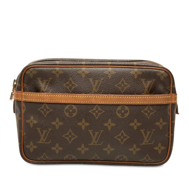 Brown Louis Vuitton Monogram Compiegne 23 Clutch Bag in Brown Coated canvas from Designer Revival