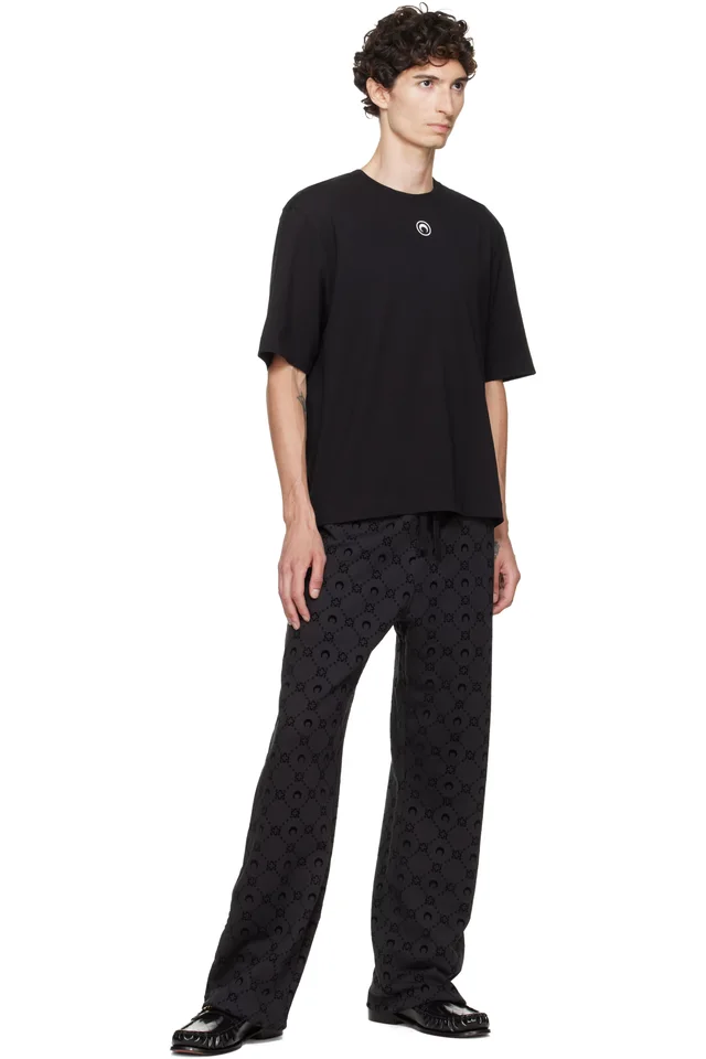 Marine Serre Black Moon Logo Jersey Loose Fit T-shirt, photo 4 of 4 from SSENSE