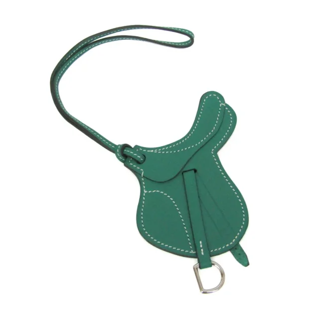 Hermès Paddock Cell Saddle Bag Charm Keyring (Green) in Green Swift leather from Elady