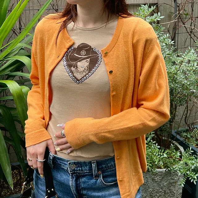 Hermès Cashmere Serie Button Cardigan in Orange in Orange Cashmere from VINTAGE QOO TOKYO