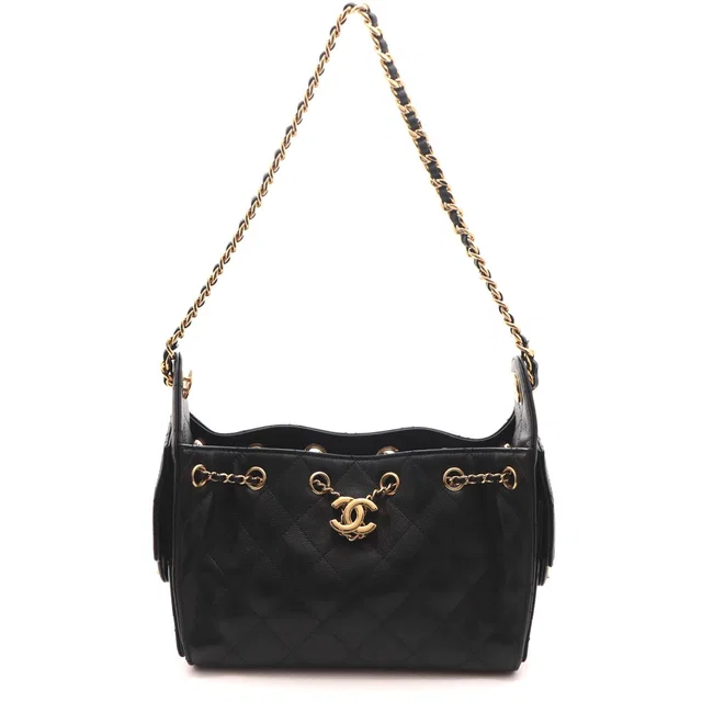 Chanel 25 Mini Black Caviar Leather Shoulder Bag in Black Caviar leather from The Reluxe