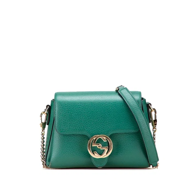 Green Gucci Small Dollar Calfskin Interlocking G Crossbody in Green Calfskin from Designer Revival