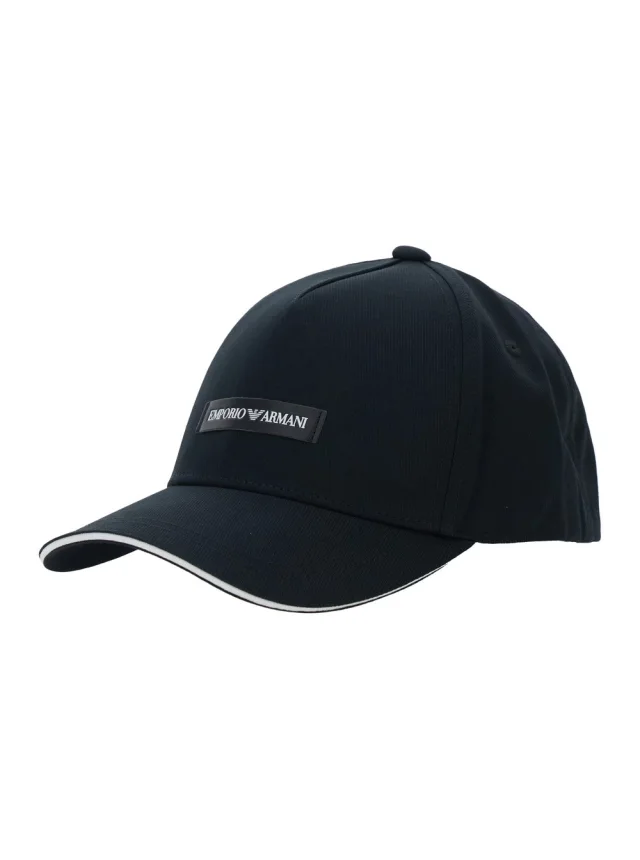 Black Baseball Cap with logo patch on the front and closure on the back in Cotton for Men in Black, image 1 of 1 from Gaudenzi Boutique