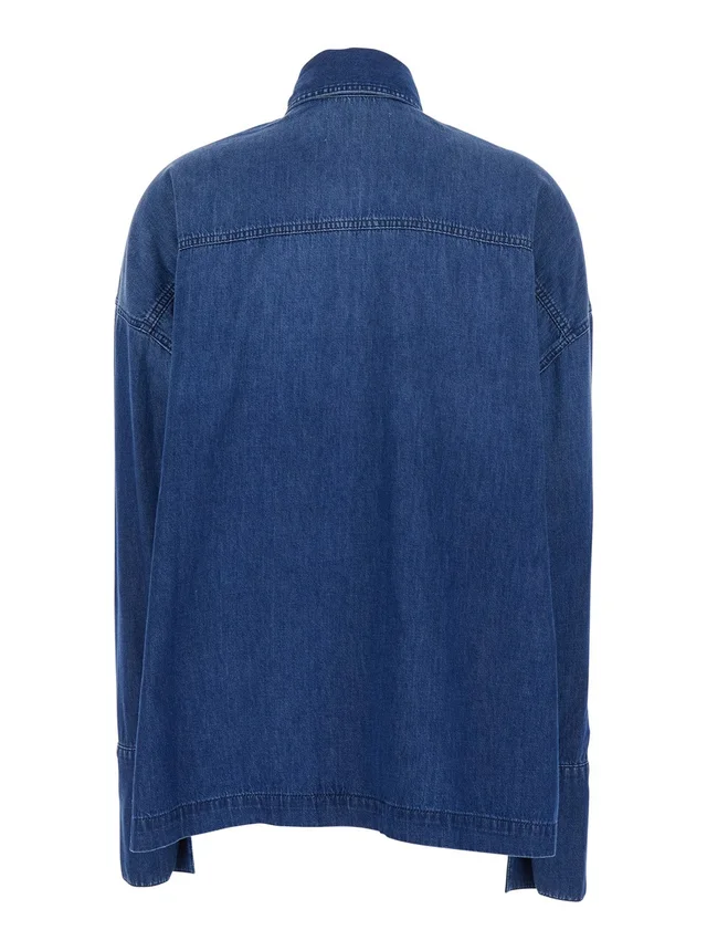 ICON DENIM Shirt 'WOMAN SHIRT' with Classic Collar and Long Sleeves in Blue Cotton for Women in Blue 100% Cotton, photo 4 of 6 from Gaudenzi Boutique