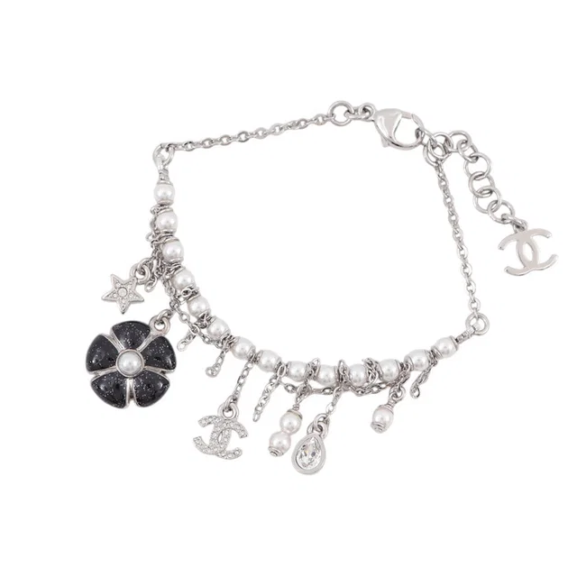 Chanel Bag Charm Bracelet SilverABG890-B22986-U6097 Metal Rhinestone Faux Pearl Resin in Resin from GALLERY RARE
