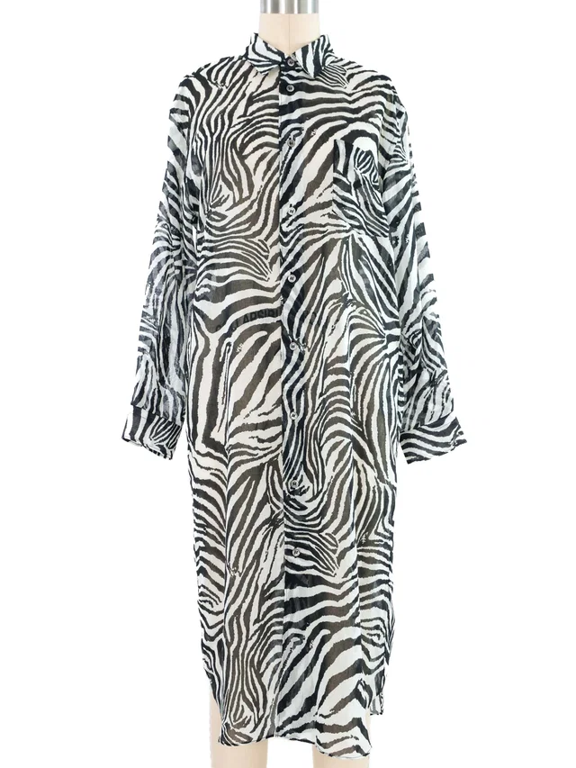 2020 Junya Watanabe Comme des Garcons Zebra Print Shirt Dress from Arcade Vintage