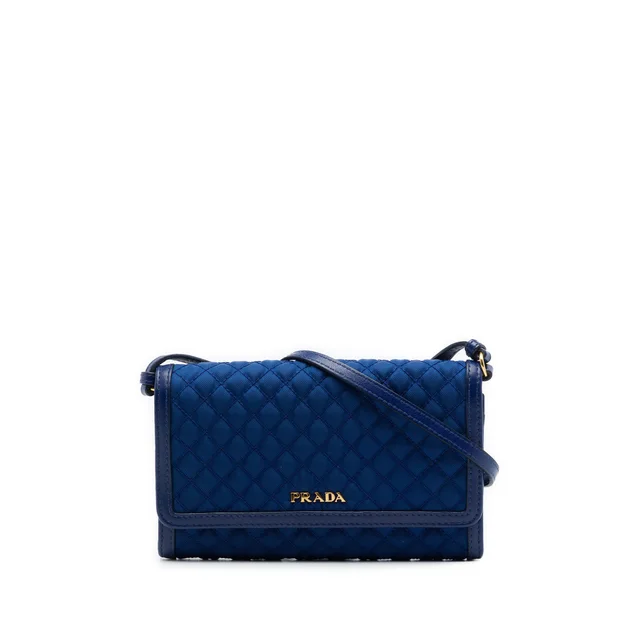 Blue Prada Impuntu Tessuto Wallet on Strap Crossbody Bag in Blue Nylon from Designer Revival, photo 1 of 1