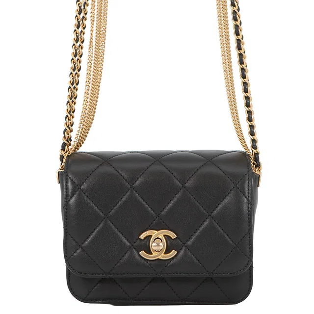 Chanel Matelasse Multi Chain Single Flap BlackAS2051 B03921 94305 Lambskin Size Mini in Lambskin from GALLERY RARE
