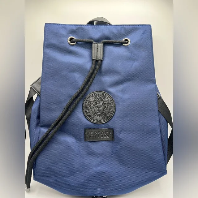 New Versace Parfums Blue Black Nylon Medusa Logo Backpack Carry-On Authentic in blue Nylon from Poshmark