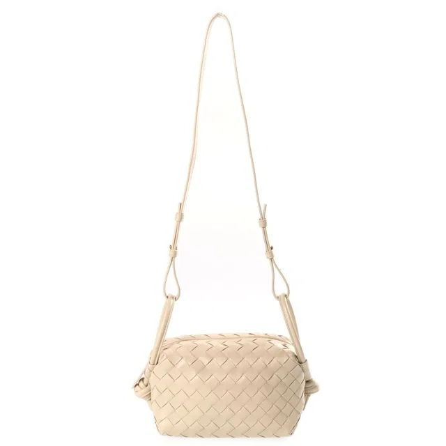 Bottega Veneta Intrecciato Mini Loop Shoulder Bag Ivory Leather Gold in White Woven leather from The Reluxe