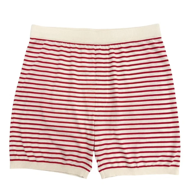 Prada Cotton Border Pattern Shorts Red Beige 50 in Beige Silk from The Reluxe