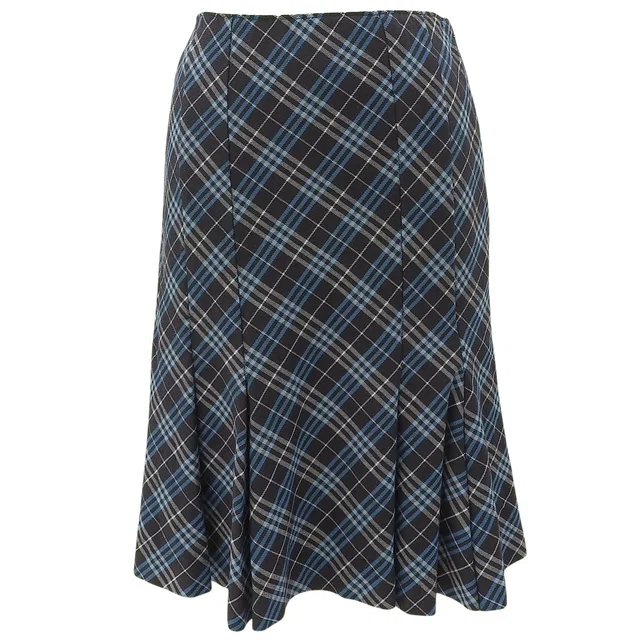 Burberry Nova Check Pattern Frill Skirt #38 Brown/Blue in Brown Wool from VINTAGE QOO TOKYO