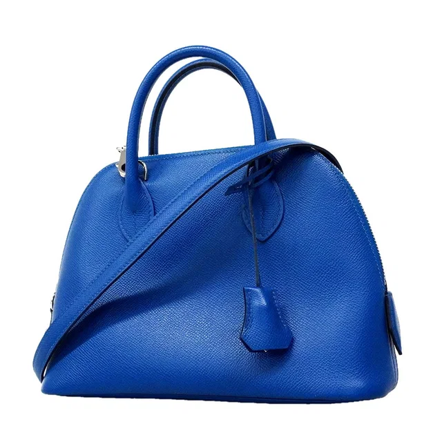 Hermès Handbag Bolide 1923 25 Veau Epsom Blue France Silver 2-Way Bag in Blue Epsom leather from The Reluxe