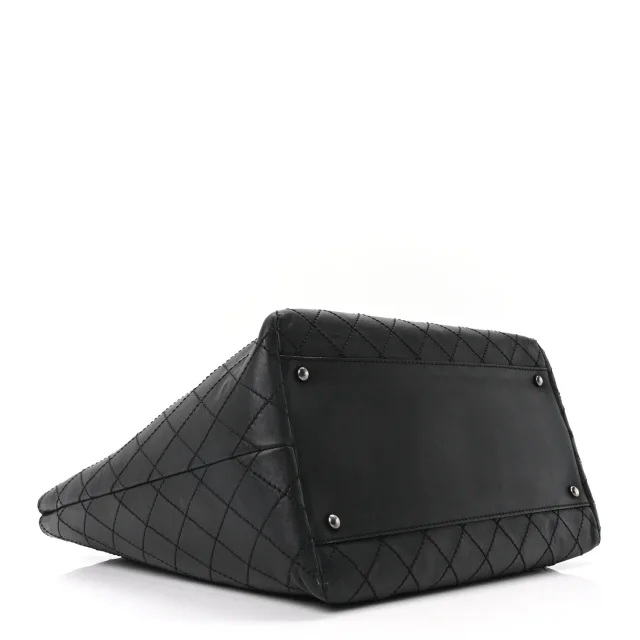 Chanel Stitched Large Shopping Tote Black in Black Calfskin from FASHIONPHILE, photo 4 of 9