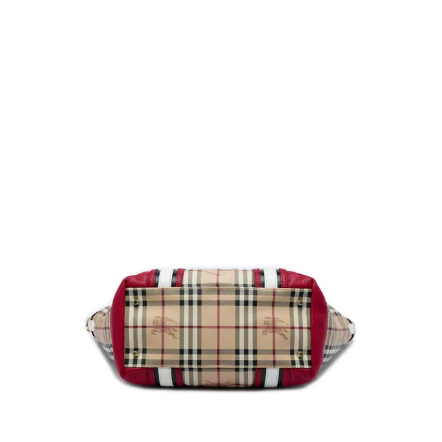 Beige Burberry Medium Haymarket Check Coated Canvas Jameson Tote in Beige Coated canvas from Designer Revival, photo 3 of 5