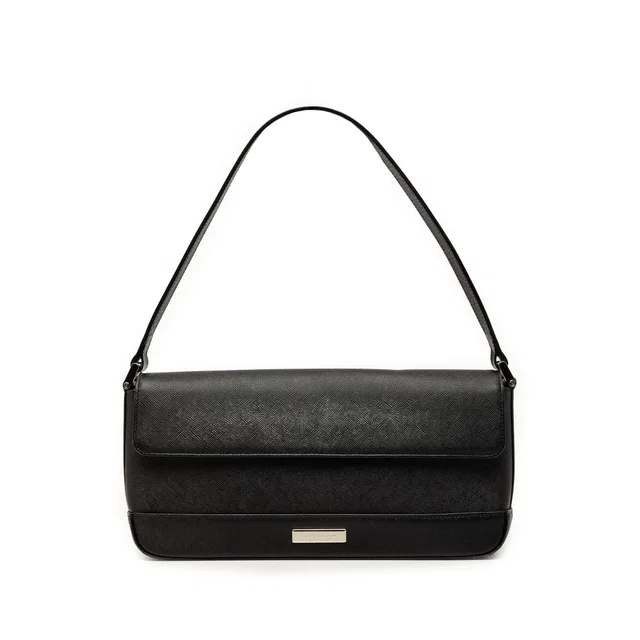 Black Burberry Leather Flap Shoulder Bag in Black Leather from Designer Revival