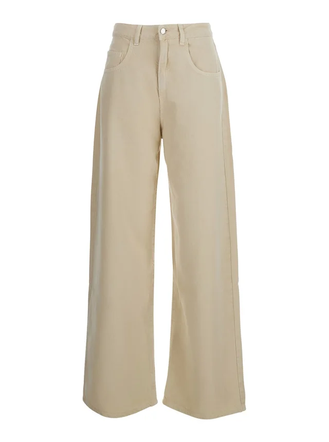 ICON DENIM WOMAN JEANS 'POP' with V-Pockets and Contrast Details in Beige Cotton for Women in Beige 75% Lyocell 25% Cotton, photo 2 of 6 from Gaudenzi Boutique