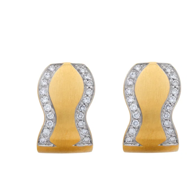 Omega diamond clip earrings in 18k in Yellow Gold from Gray And Sons