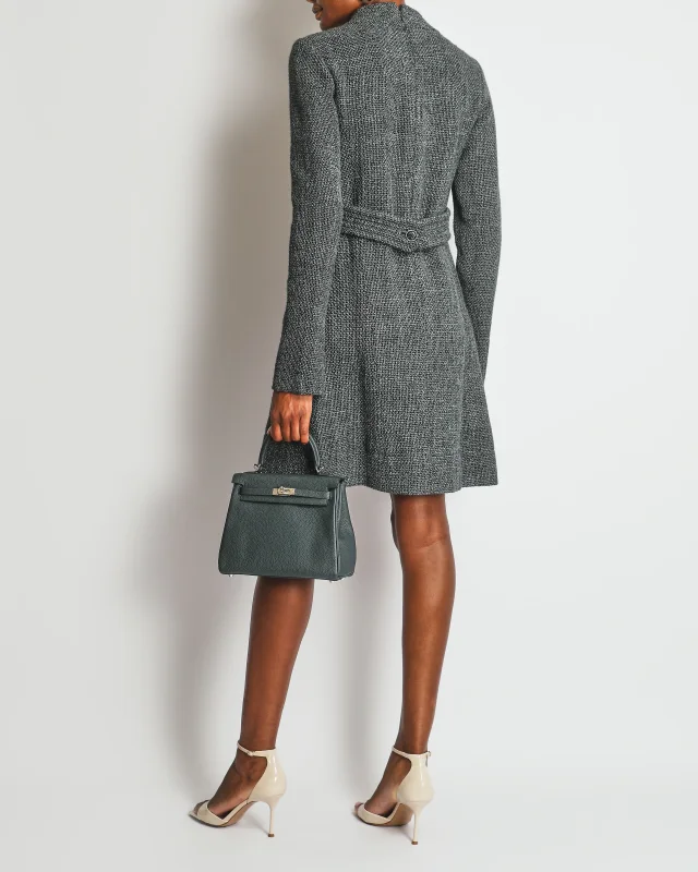 Chanel 12A Grey Tweed Long-Sleeve Mini Dress with Belt Detail Size FR 38 (UK 10) from Sellier, photo 3 of 4