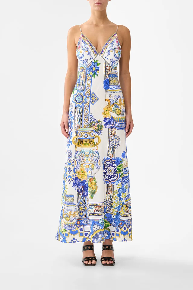 Camilla eBoutique V NECK FULL LENGTH BIAS SLIP DRESS MILLA IN SEVILLA from CAMILLA, photo 1 of 1