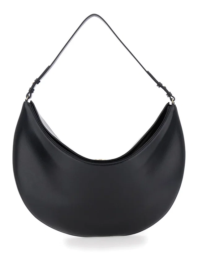 Jacquemus Curved Leather Shoulder Bag — Black in Black Leather from HEWI