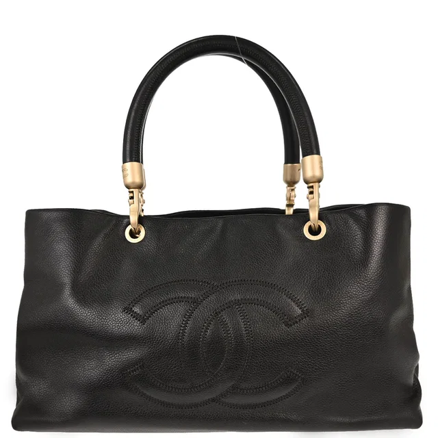 Chanel 2003-2004 Black Caviar Skin Tote Handbag in Black Caviar leather from AMORE Vintage Tokyo