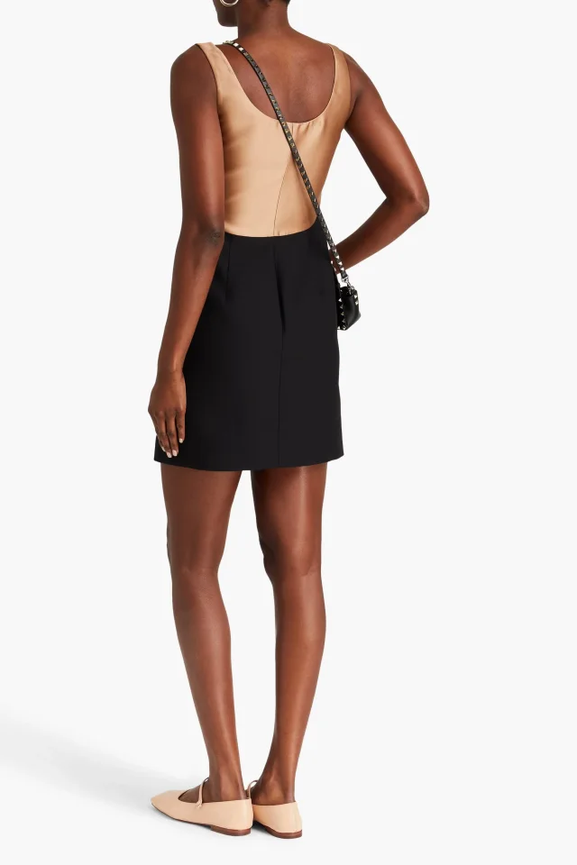 Valentino Garavani Satin-Paneled Wool and Silk-Blend Crepe Mini Dress, photo 3 of 7 from THE OUTNET