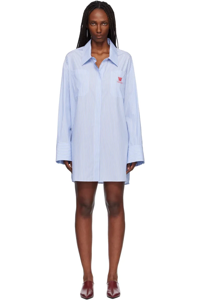 Blue Striped Poplin Shirt Minidress, image 1 of 1 from SSENSE