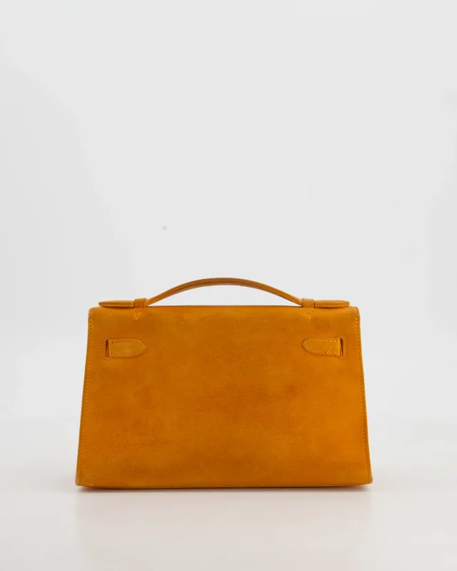 Hermès Vintage Mini Kelly Pochette Bag in Orange Calfskin from Sellier, photo 7 of 23