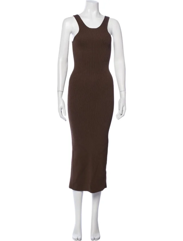 TOTEME Scoop Neck Midi Length Dress in red|brown from The RealReal