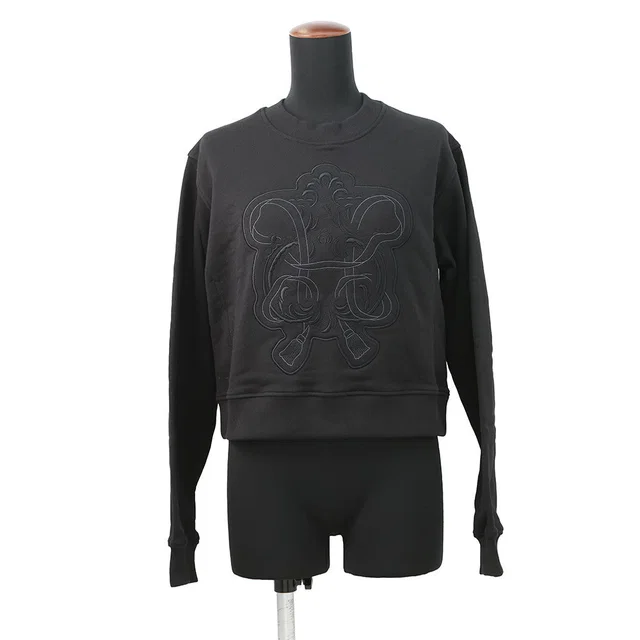 Hermès Tucked Knitted Fabric Shirt with Embroidery Size 36 BlackH6E4651DD0236 Cotton100% from GALLERY RARE