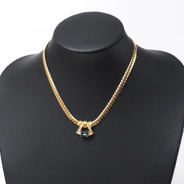 Dior Vintage Necklace Stone Decoration Crystal Pave Herringbone Chain Choker from The Reluxe