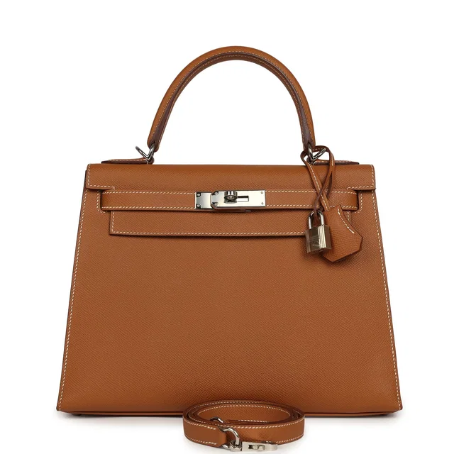 Hermès Kelly Sellier 28 Gold Epsom Palladium Hardware in Gold Epsom leather from Madison Avenue Couture
