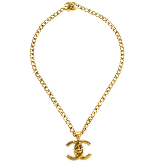 Chanel 1996 CC Turnlock Gold Chain Necklace 96P in Gold from AMORE Vintage Tokyo