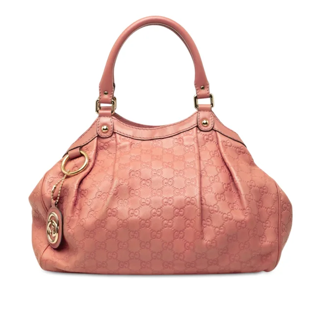 Pink Gucci Medium Guccissima Sukey Tote in Pink Leather from Designer Revival