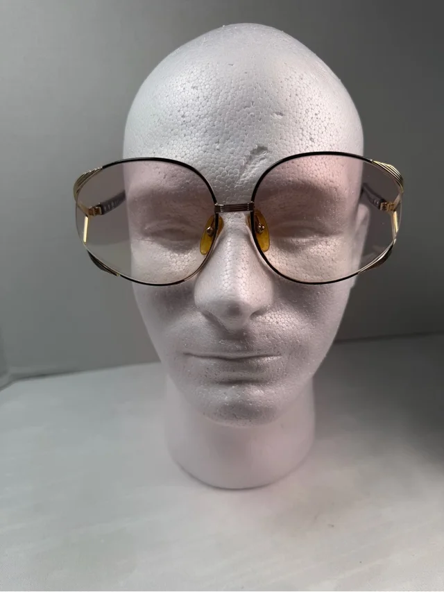 Dior Oversized Gold Metal Frame Sunglasses With Light Amber Nose Pads in gold|pink from Poshmark