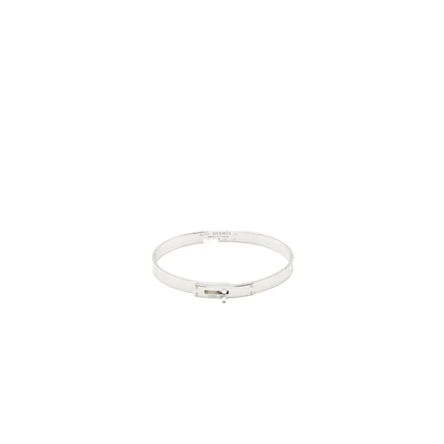 Hermès size LG kelly small model white gold 4 diamonds in White from EMIER