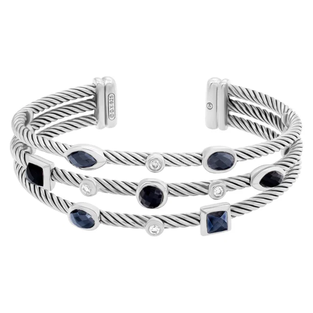 David Yurman bracelet/ cuff with black onyx and diamonds in Black Sterling Silver from Gray And Sons