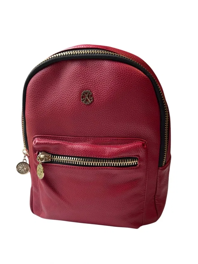 Christian Lacroix Faux Pebbled Leather Backpack Handbag in red Leather from Poshmark