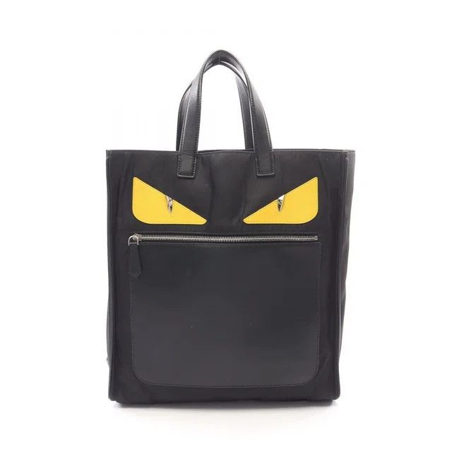 Fendi Tote Bag Bugs Monster Black Nylon Leather in Black Nylon from The Reluxe