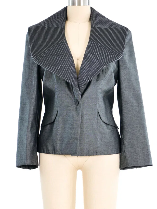 Alexander McQueen Exaggerated Lapel Jacket in Silk from Arcade Vintage
