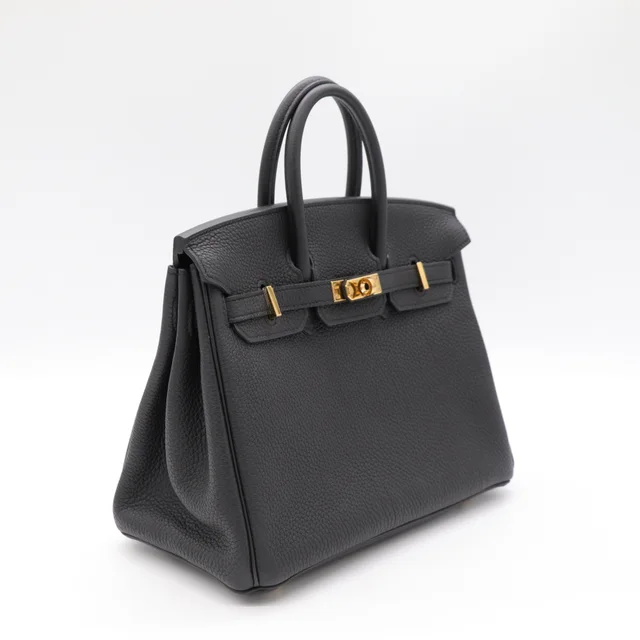 (Super new ♥️ complete accessories) Hermès Birkin 25 BK25 black with gold hardware Togo calfskin handbag platinum package C engraving in Togo leather from Popchill, photo 3 of 22