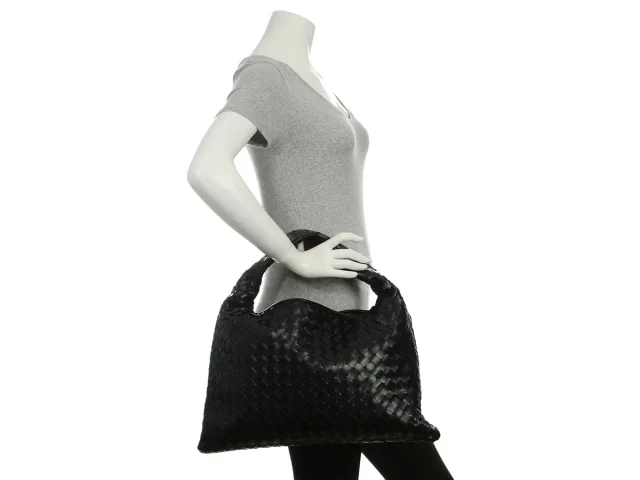 Bottega Veneta Small Black Intrecciato Hop Bag in Black Woven leather from Ann's Fabulous Finds, photo 10 of 10