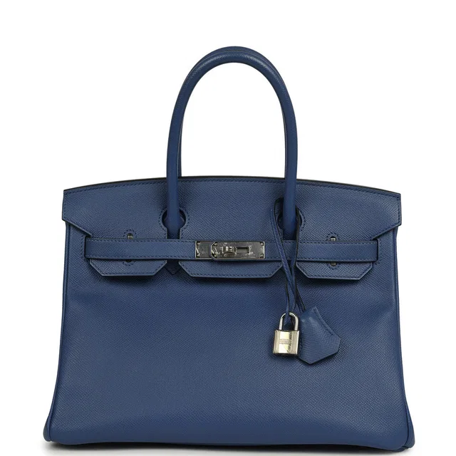 Hermès Birkin 30 Bleu Brighton Epsom Palladium Hardware in Blue Epsom leather from Madison Avenue Couture