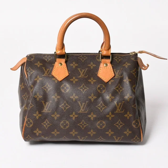 Louis Vuitton Speedy 25 Handbag Monogram Leather Brown Gold in Brown Leather from The Reluxe