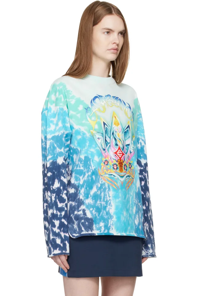Casablanca Blue Surf Lotus Tie Dye Long Sleeve T-shirt, photo 2 of 4 from SSENSE