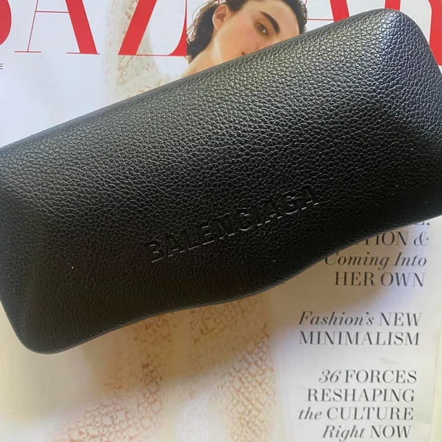 Balenciaga Women's Oversized Sunglasses - Black in black from Depop, photo 1 of 1