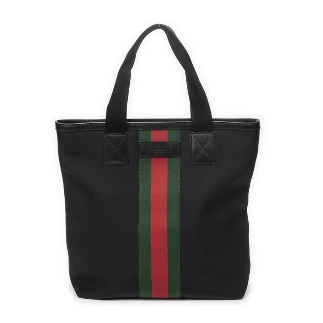 Gucci Web Techno Tote Bag Black Canvas in Black Canvas from The Reluxe