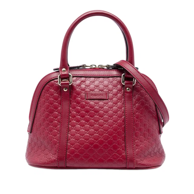 Red Gucci Mini Microguccissima Dome Satchel in Red Leather from Designer Revival