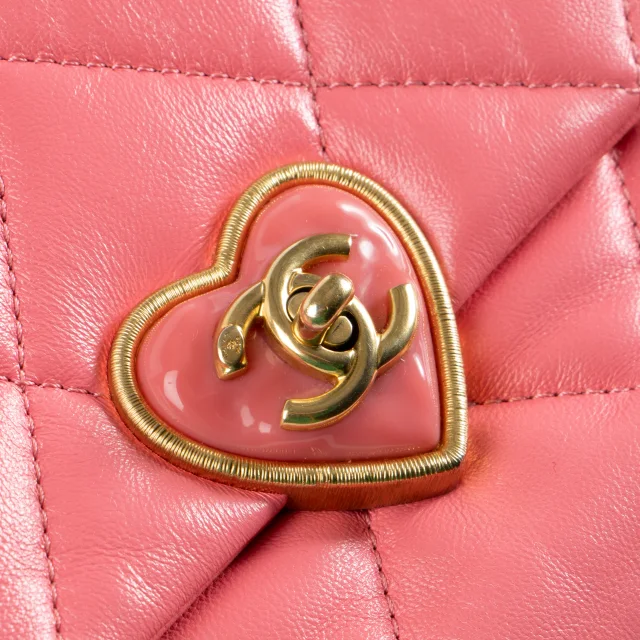 Chanel Pink Lambskin Coco Love Heart Mini Flap Bag in Pink Lambskin from Labellov, photo 8 of 8